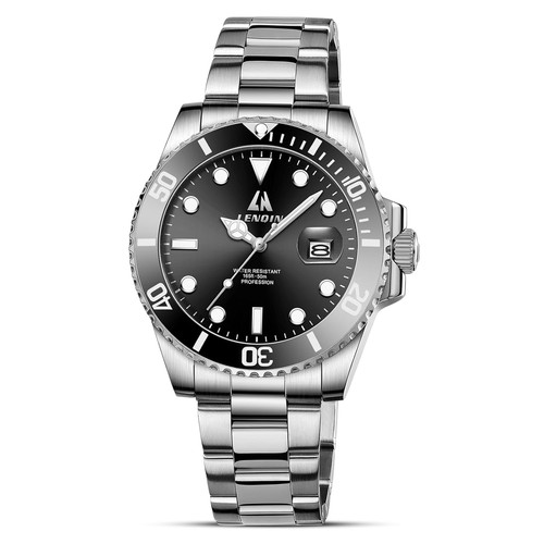 Lenqin herrenuhr edelstahl - herrenuhr,