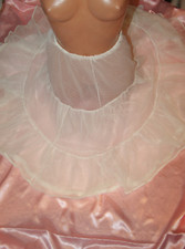 Vintage PETTI - Unterrock NYLON weiß RÜSCHENVOLANTS  Pünktchen Tüll Gr. 42