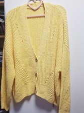 Esprit Strickjacke Damen Cardigan Jacke Gr. L Baumwolle Gelb 