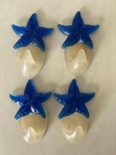 4 Wandhaken maritim 7,5x5 cm blau Seestern zum Selbstkleben mit Klebeband