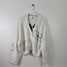 Tommy Hilfiger Damen Strickjacke weiß und creme 3XL XXXL Tommy Jeans Art.-Nr. 1009