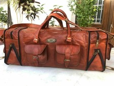 30 Zoll Herren Neu Braun Leder Handgepäck Seesack Wochenende Gepäck Reise...