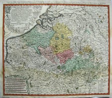 Burgund Niederlande Belgien Luxemburg  Kupferstich Landkarte Homann Erben 1747