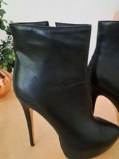 Leder Stiefelette Schwarz  Gr