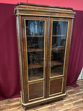 ANTIKE EMPIRE VITRINE UM 1880 MAHAGONI VERGOLDETE MESSING BESCHLÄGE