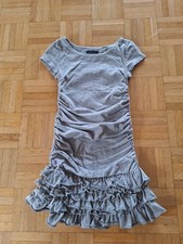 Polo Ralph Lauren Kleid, Gr. 5 ca110 grau gerafft mit Rüschensaum 100% Baumwolle