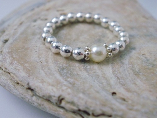 Sterling silber perlen ring - silber,