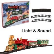 Weihnachtseisenbahn mit Schienen & Waggons Dampflock Licht Sound für Tannenbaum