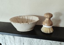 Uralte Keramikschale Puddingform 40er Maastricht + Bürste Vintagedeko Brocante