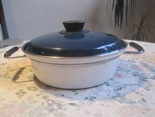 Emaille Buntstahltopf Griffring abnehmbar Auflaufform MES? Vintage 60/70er