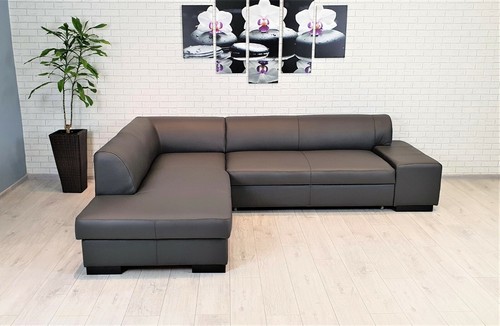 Graues echtleder ecksofa - graues,