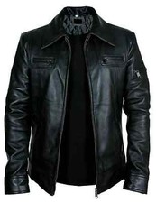 Basic Neu Herren Schwarz Lederjacke 100% Echt Lammleder Moto Biker Jacke