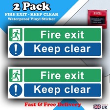 FEUERAUSGANG KLAR HALTEN - Aufkleberschild [2er-Pack] - 300 mm x 100 mm, Feuertürschild