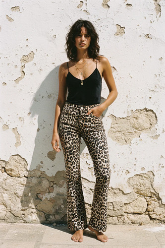 Flared jeans leopard print - jeans,