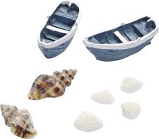Maritime Miniatur Polyresin Dekoartikel2 Boote - Boot und Muscheln blauweiß