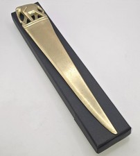 Antiker Messing Brieföffner Elefant Griff Frankreich 1940er Vintage 21cm 160g