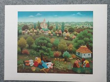 Ivan Generalic Farblithographie 1979 Mittagspause signiert + numm. VIII / XXXV