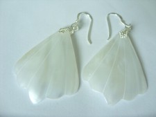 Weiße Perlmutt Muschel Ohrhänger Ohrringe Earrings m. 925 Silber Haken