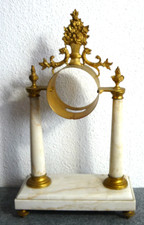 TOP Weißes Marmor Bronze Gehäuse Portaluhr Säulenuhr Pendule Frankreich um 1890
