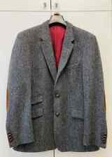 Fischgrat-Sakko aus Original Harris Tweed. Grau, Gr. 52, ungetragen