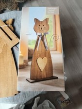 Dekoration Katze Holz Dekofigur Sommer Frühling Garten Herz 