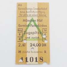 Fahrkarte Fahrschein  Verwaltungs-Sonderfahrt München Zugspitze DB 