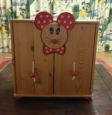 Puppen Keiderschrank Holz, Kleiderstange, Höhe 49 cm, Breite 49 cm, Tiefe 24 cm