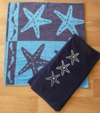 Strandtuch Badetuch Liegtuch Sport Sauna blau 2 Stück 70 x 145 cm + 90 x 160 cm