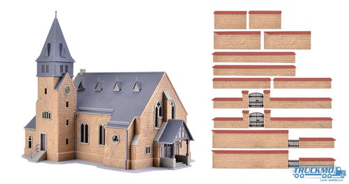 Kibri kirche mit mauer - kirche,