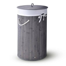 Wäschekorb Wäschesammler Wäschebox Bambus Wäschesack Korb 55 L Grau B-WARE