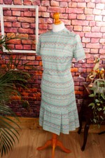 Vintage orig 60er 70er Disco Kleid VEB DDR türkis Stretch Schlager 40