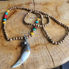 Kette Perlen Wolf Zahn