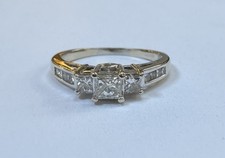ZEI Zales 14k Weißgold Diamant Verlobungsring Princess Cut 3 Steine Gramm 3,7