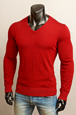 FEUER ROTER SFERA MEN EDLER KNIT STRICK PULLOVER V NECK BASIC SWEATER WINTER M