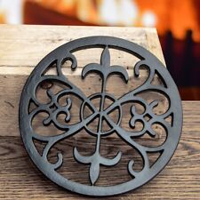 Kamin- Lüftungsgitter, Ornament für Mauer, rund|Eisen schwarz|H2,0xB19,0cm