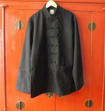 Tai Chi Jacke Gr.180 Schwarz Chinesische traditionelle aus Baumwolle und Leinen 