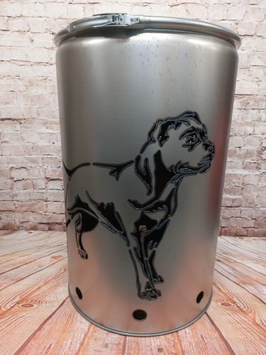 Feuertonne mit amstaff - mit, amstaff-