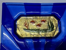 Murano Glas Platte BILD Fische Goldeinlage Dekoration Schale Aquarium