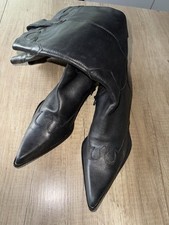 BRAVO Cowboy Look Stiefel 38 Leder Country Western In Schwarz