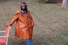 Vintage Ledermantel Herren Echtleder Cognacbraun 70er Stil Knopfleiste