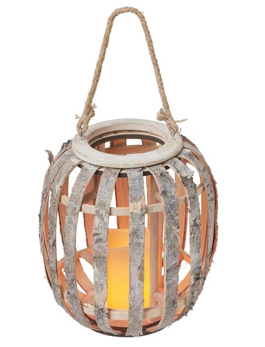 Holzlaterne mit led - mit, kerze