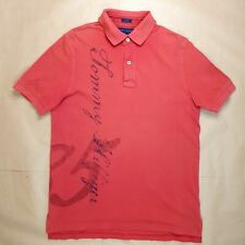 Tommy Hilfiger Poloshirt Gr. M Herren Polo Shirt Rosa mit Druckgraphik 85 Custom
