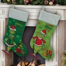 2Stk Grinch Nikolausstrumpf Weihnachtsstrumpf Nikolausstiefel Weihnachtssocken