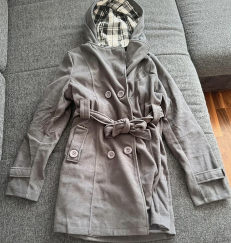 Damen mantel grau baumwolle - xl,
