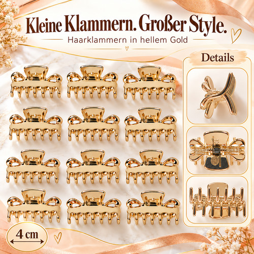 12x haarklammern hellgold - 4, cm