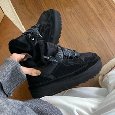 Xmas Gifts Lowmel Wildleder-Schaffell-Sneaker Winter warme Schuhe für Damen 🎁=