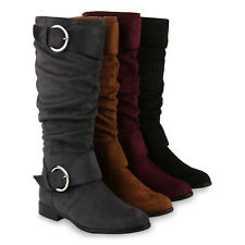 Gefütterte Klassische Damen Stiefel WildLeder-Optik Boots 817770 Schuhe