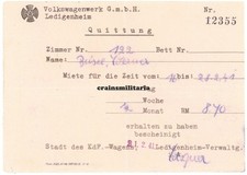 Orig. Quittung Volkswagenwerk