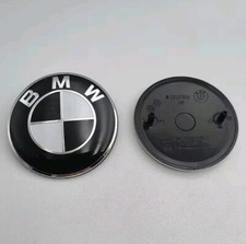 2x 82mm BMW Emblem Schwarz Logo Black Motorhaube Heckklappe 8132375 E36 E60 E61 