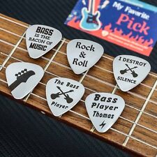 personalisiertes Plektrum mit Gravur | Bassgitarren Geschenk Musiker | Edelstahl